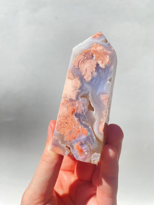 Druzy Pink Agate Tower