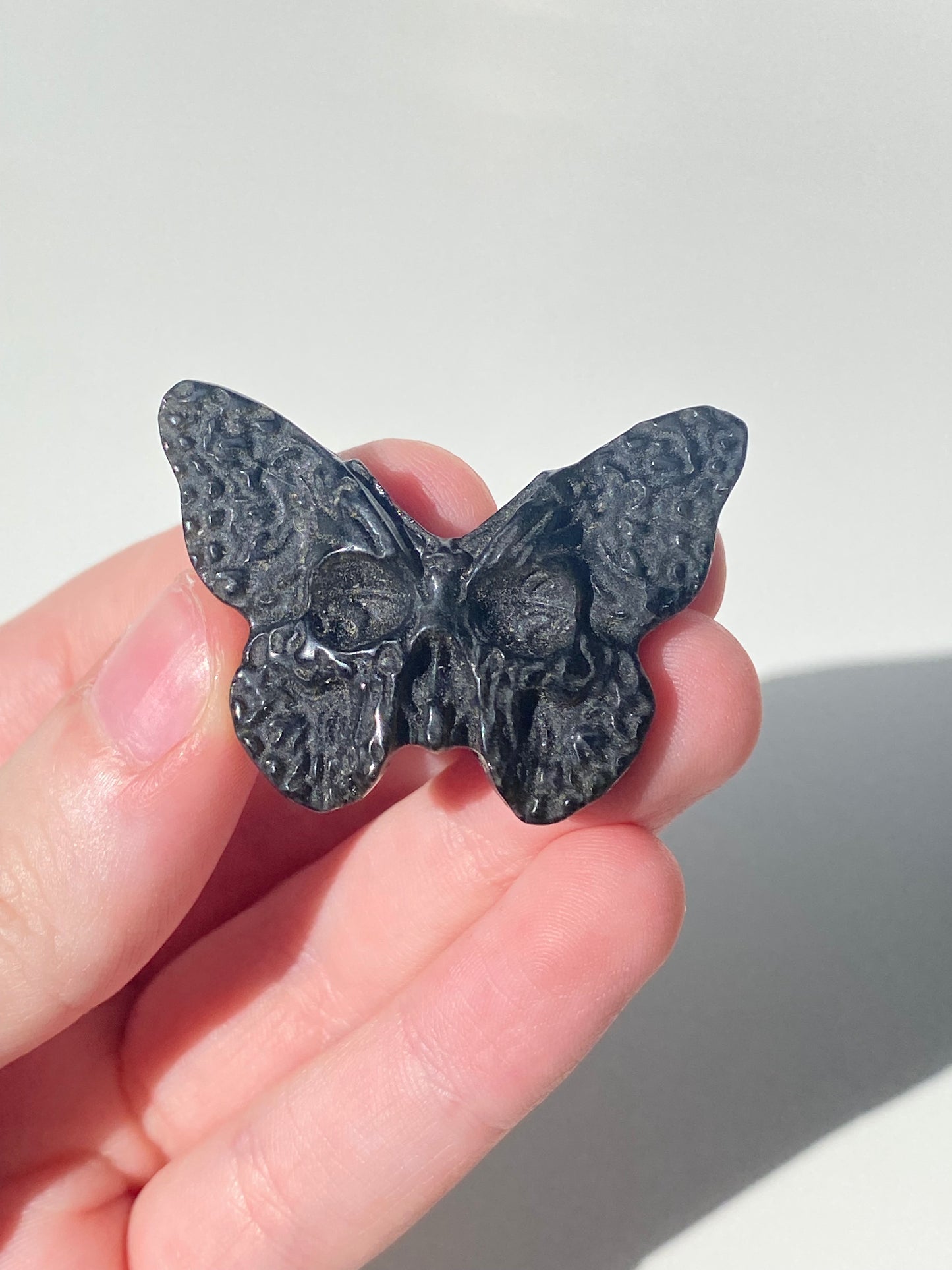 Golden Obsidian Butterfly Skull